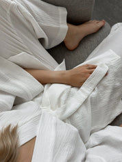 Muslin set 2-layer kimono+pants white