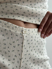 Ribbed mini shorts blue flower