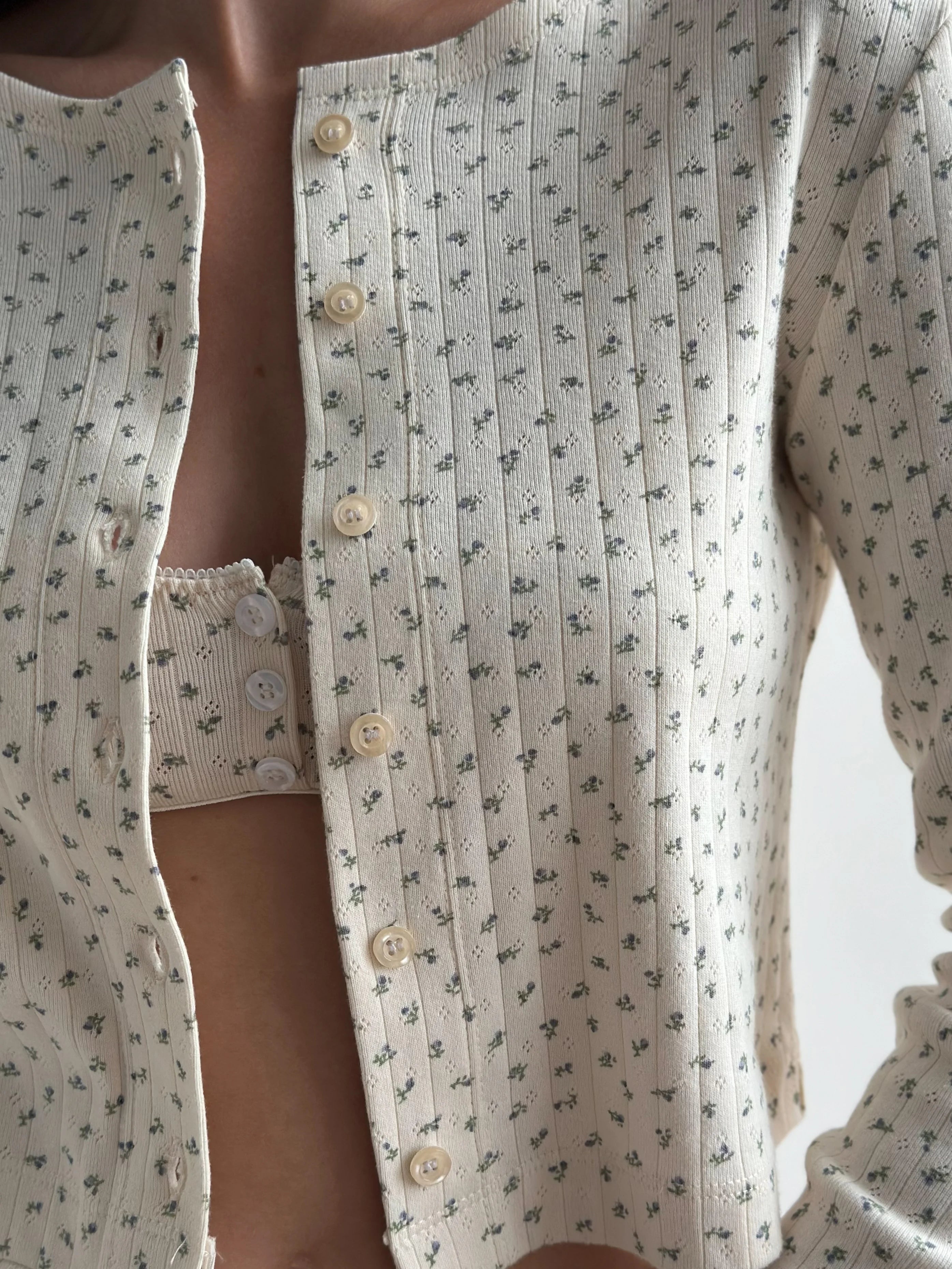 Ribbed longsleeve blue flower