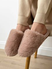 Women's slippers HS-LUX fur closed powder