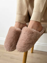 Women's slippers HS-LUX fur closed powder