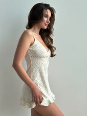 Ribbed sleep dress with a blue flower scent