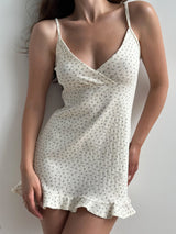 Ribbed sleep dress with a blue flower scent