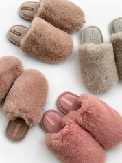 Women's slippers HS-LUX fur closed powder