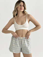 Cotton Shorts MONO checkered blue