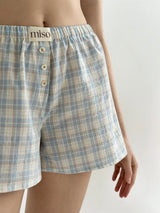 Cotton Shorts MONO checkered blue