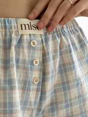Cotton Shorts MONO checkered blue