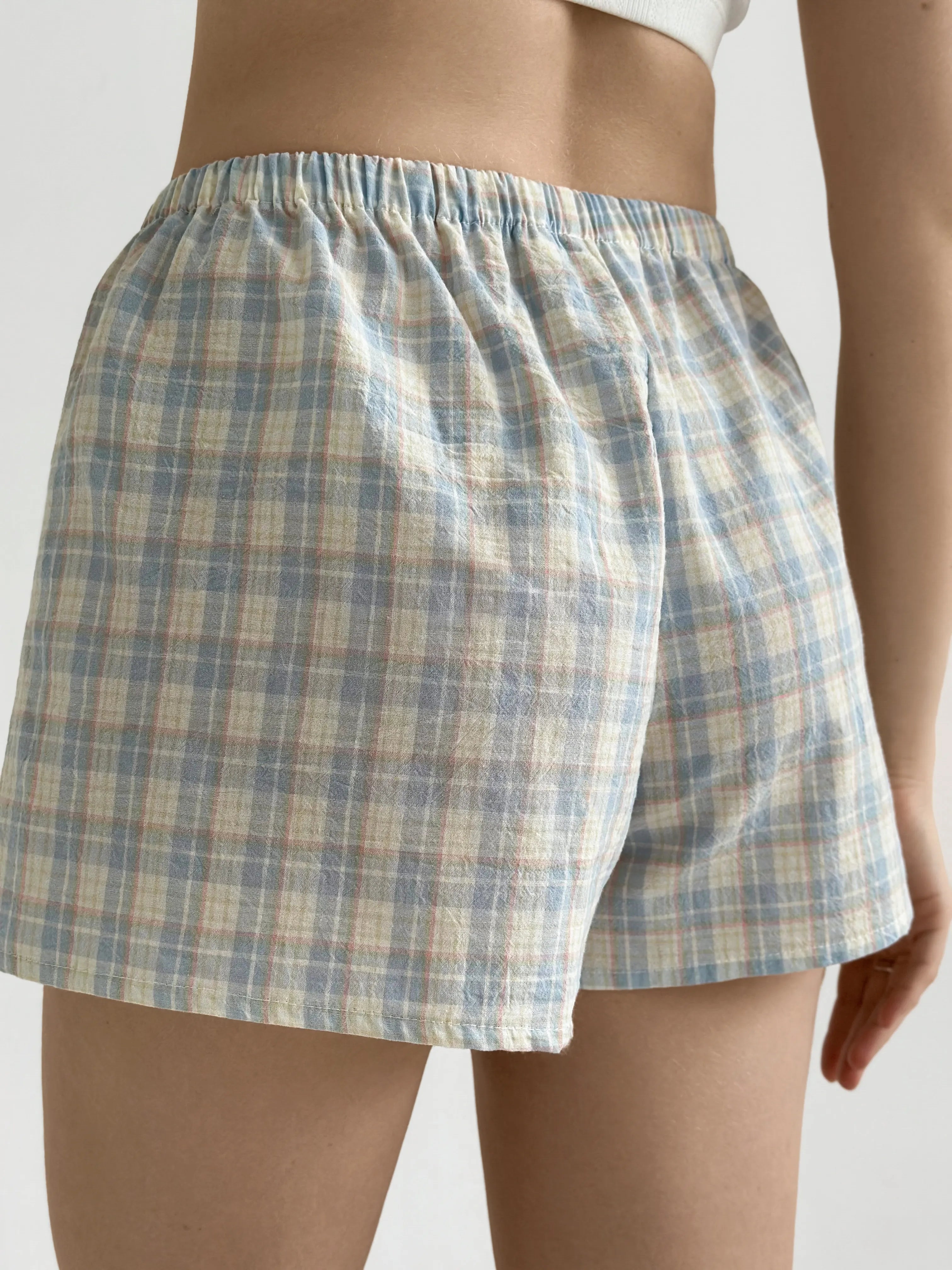 Cotton Shorts MONO checkered blue
