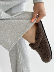 Ribana knitted suit, wide pants and long sleeves, light gray
