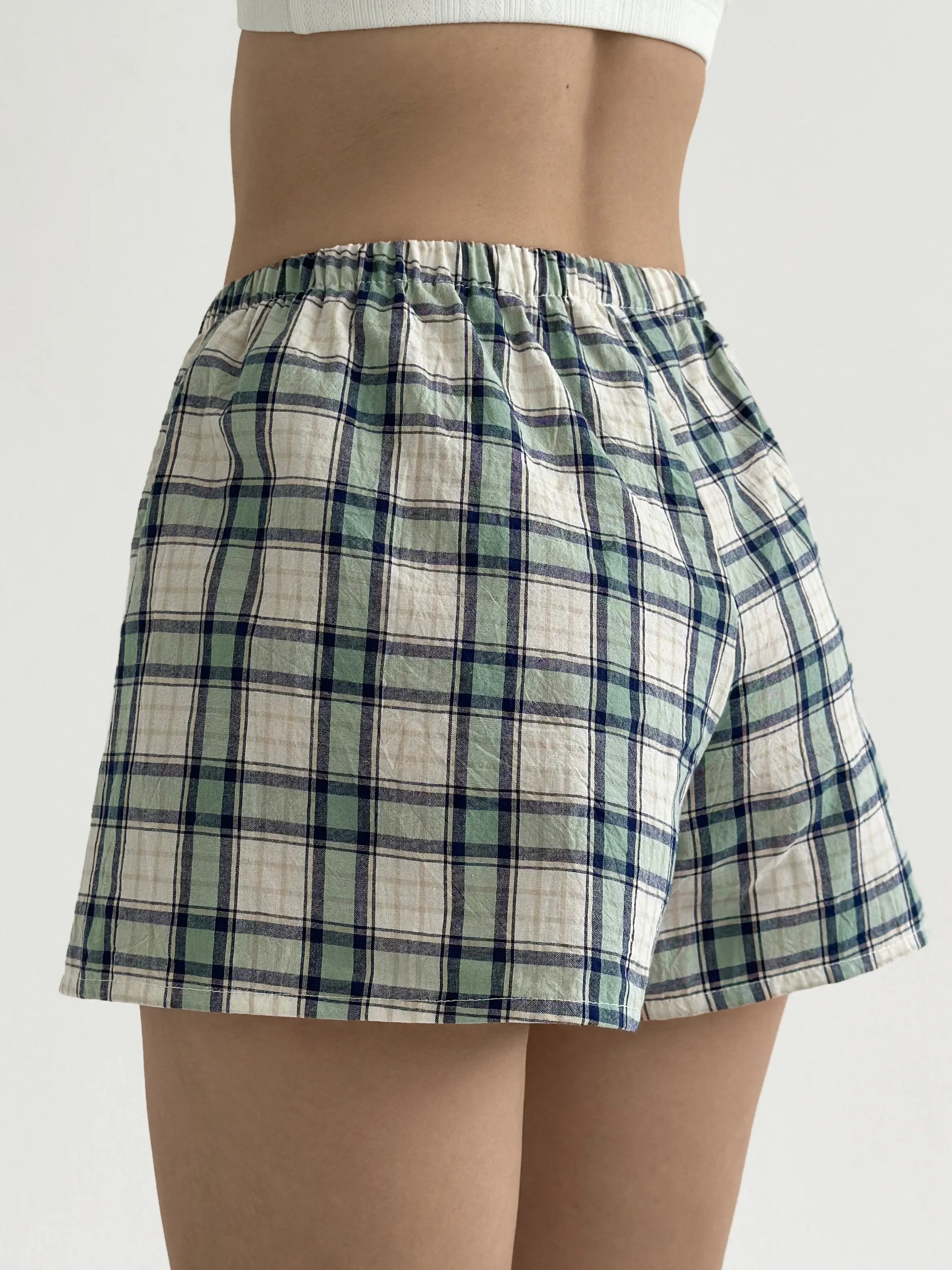 Cotton Shorts MONO checkered blue-green