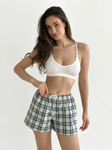 Cotton Shorts MONO checkered blue-green