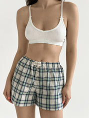 Cotton Shorts MONO checkered blue-green
