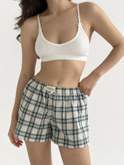 Cotton Shorts MONO checkered blue-green