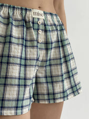 Cotton Shorts MONO checkered blue-green