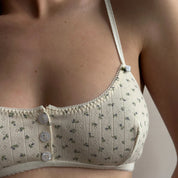 Lingerie Top blue flower Ribbed