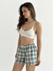 Cotton Shorts MONO checkered blue-green