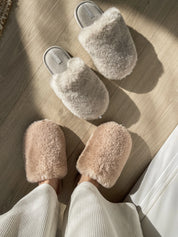Women's slippers HS-LUX fur closed gray