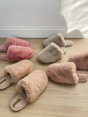 Women's slippers HS-LUX fur closed gray
