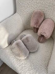 Women's slippers HS-LUX fur closed gray