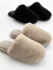 Women's slippers HS-LUX fur closed gray