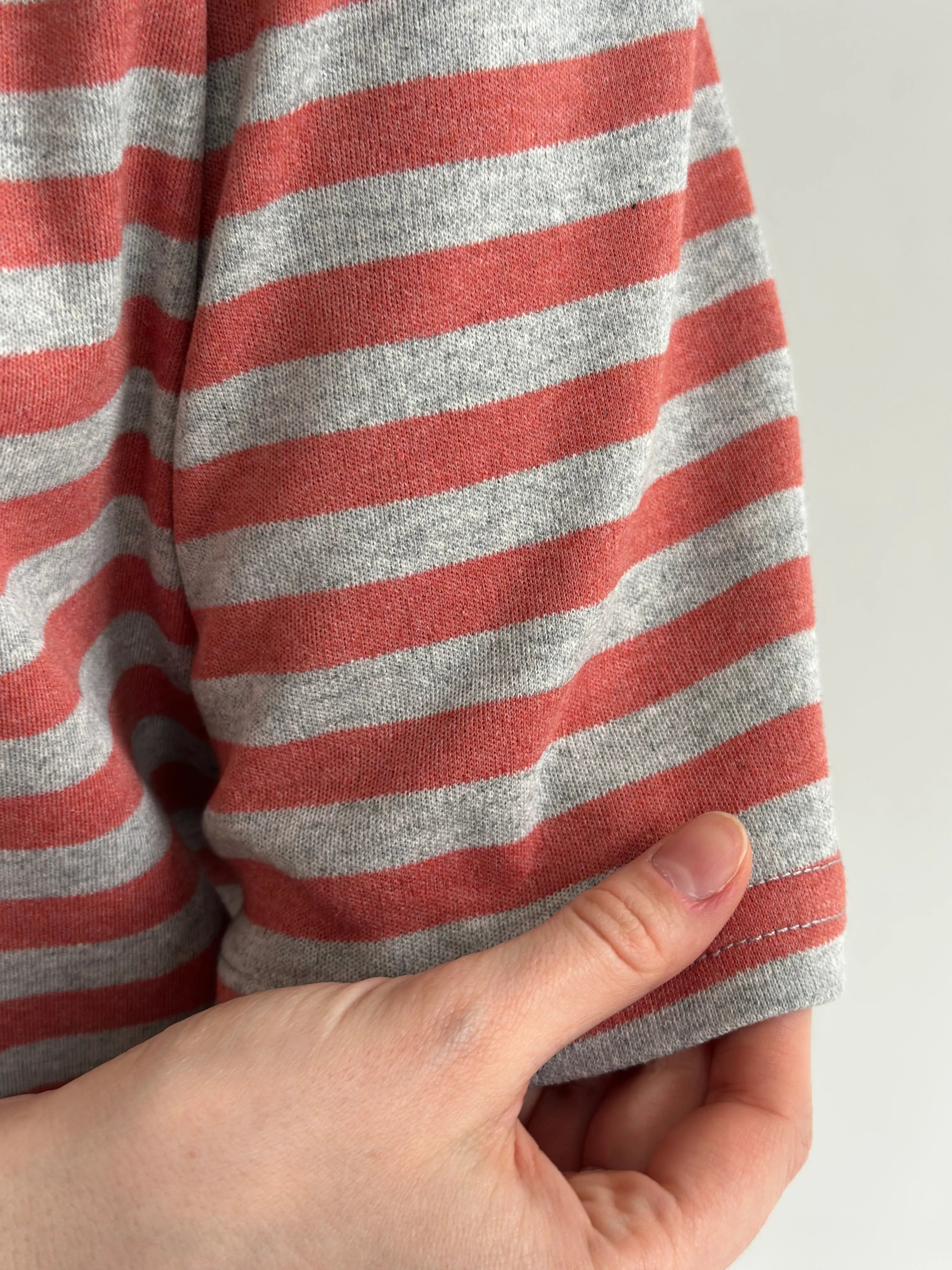 Striped knitwear T-shirt and shorts suit grey/terracotta