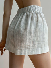 Muslin 2-layer shorts + striped shirt gray suit