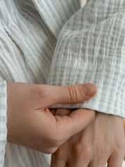 Gray striped muslin shirt and pants suit