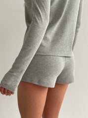 Knitwear Longsleeve suit and mini shorts gray