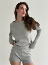Knitwear Longsleeve suit and mini shorts gray