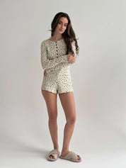 Ribana long-sleeved jumpsuit in milky blue flower