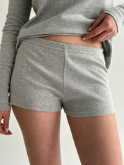 Knitwear Longsleeve suit and mini shorts gray