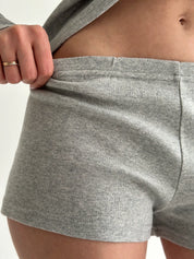 Knitwear Longsleeve suit and mini shorts gray