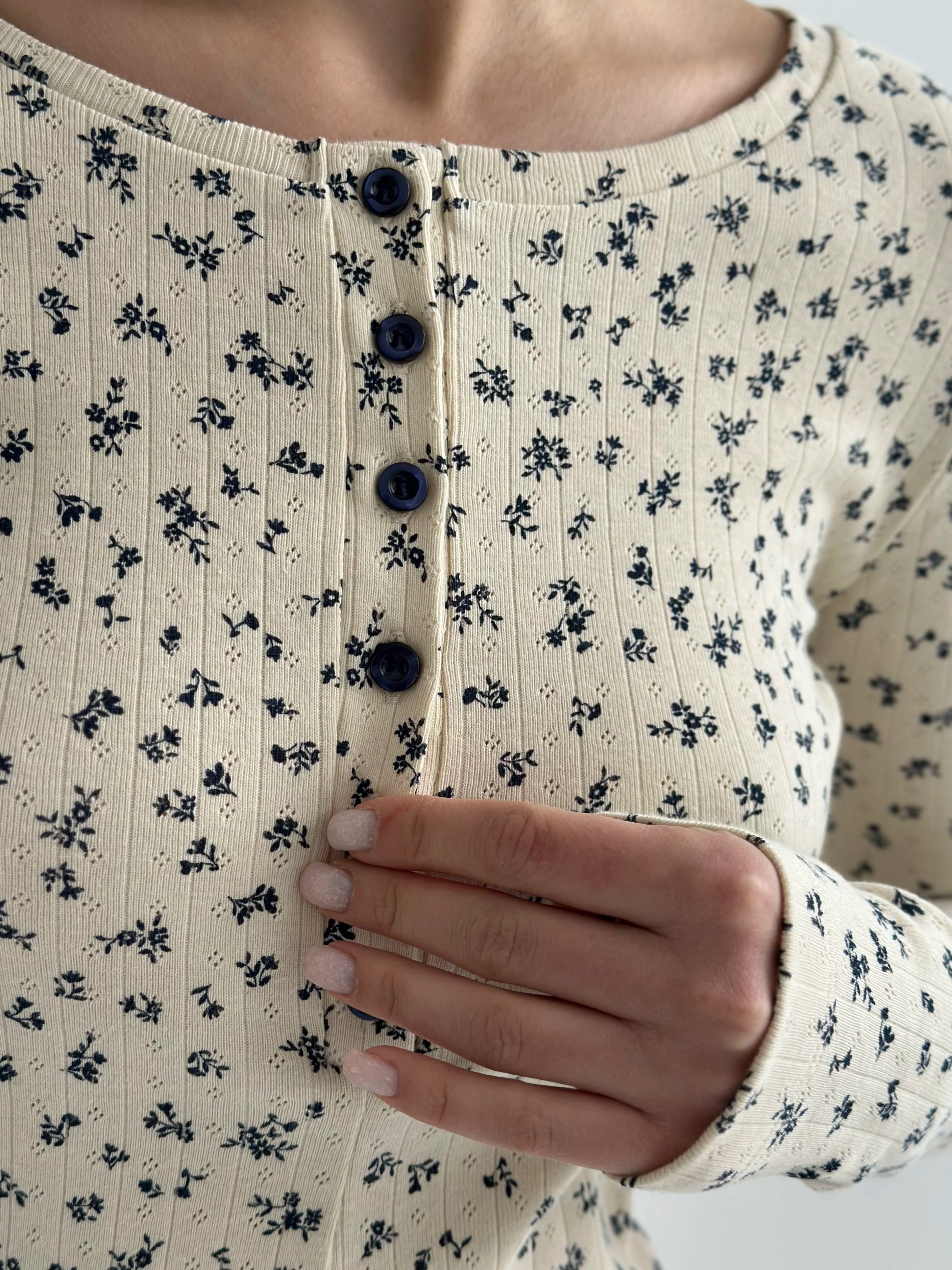 Ribana long-sleeved jumpsuit in milky blue flower