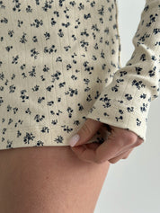 Ribana long-sleeved jumpsuit in milky blue flower