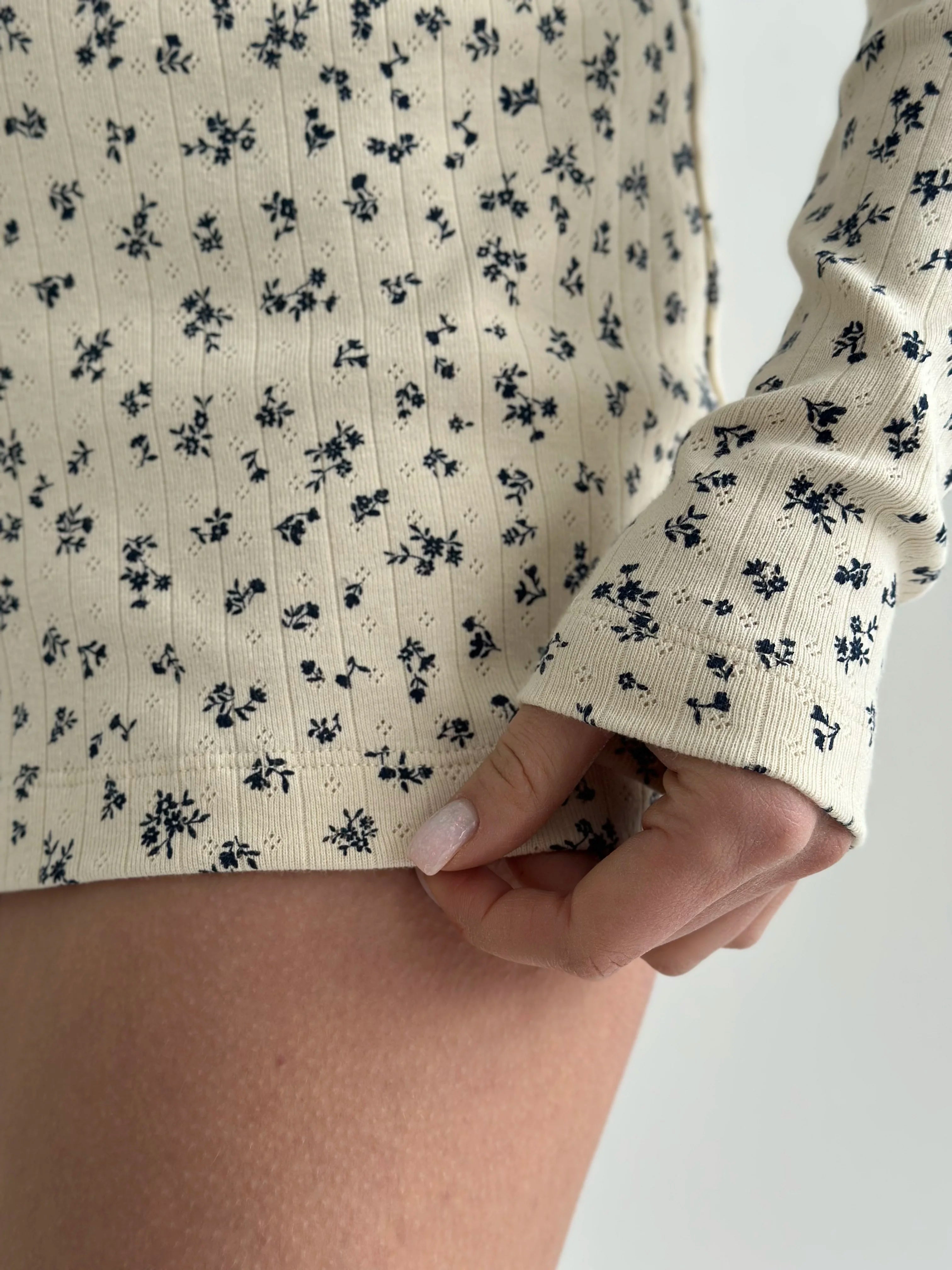 Ribana long-sleeved jumpsuit in milky blue flower