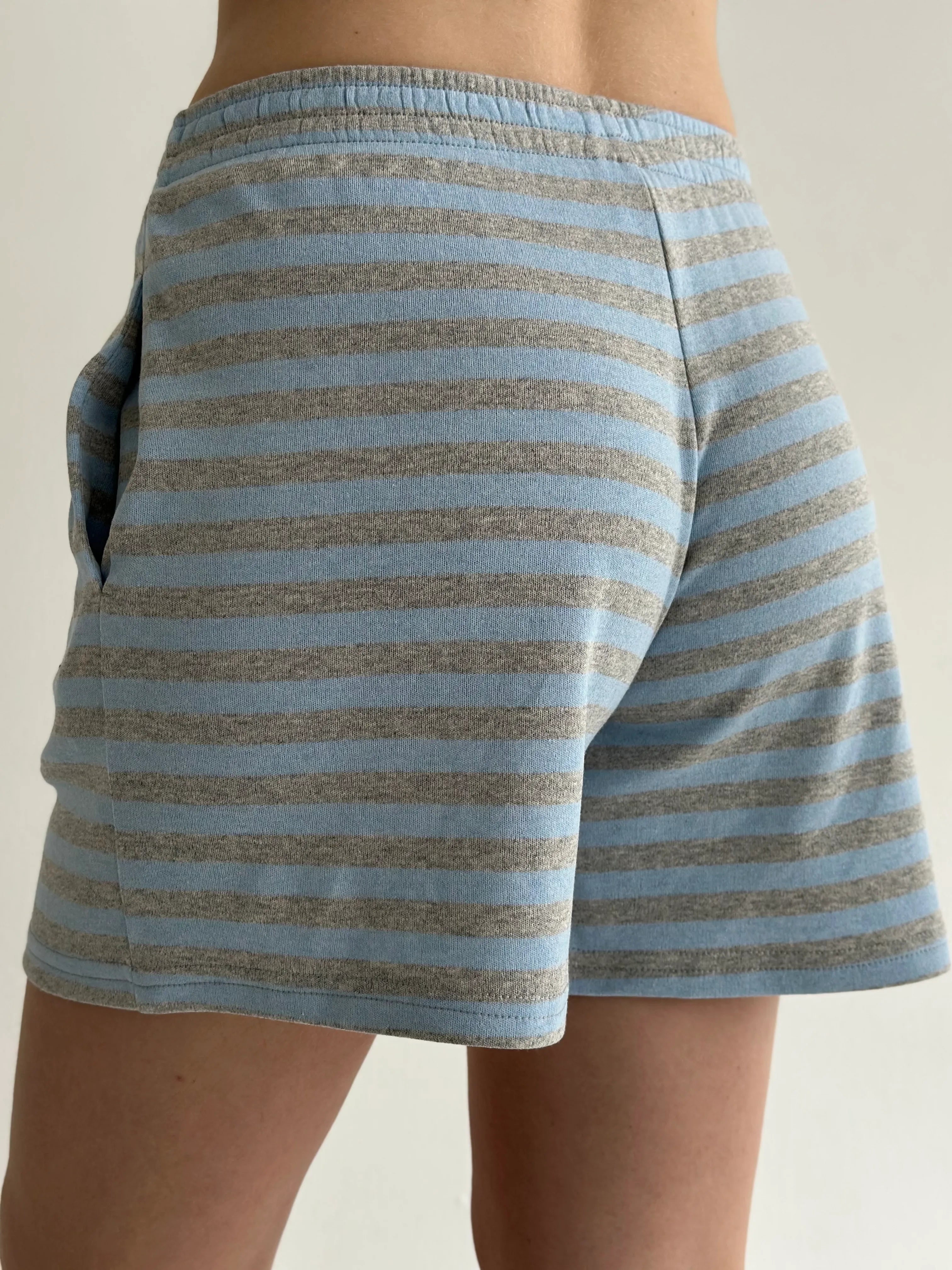 Striped jersey T-shirt and shorts suit grey/light blue