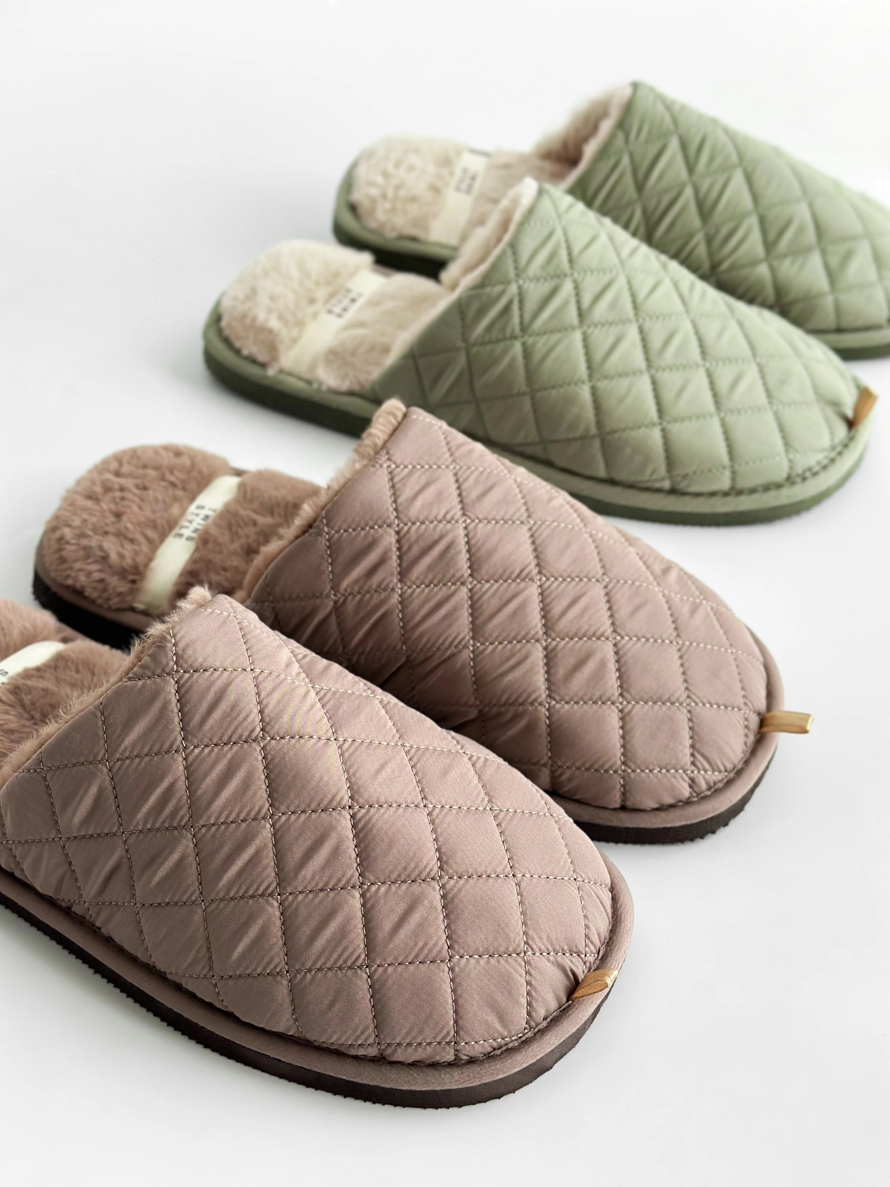 Men's slippers HS-LUX quilted khaki