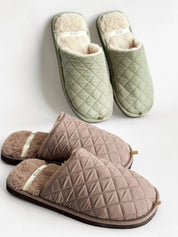 Men's slippers HS-LUX quilted khaki