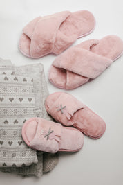 Women's slippers HS-LUX fur cross pink