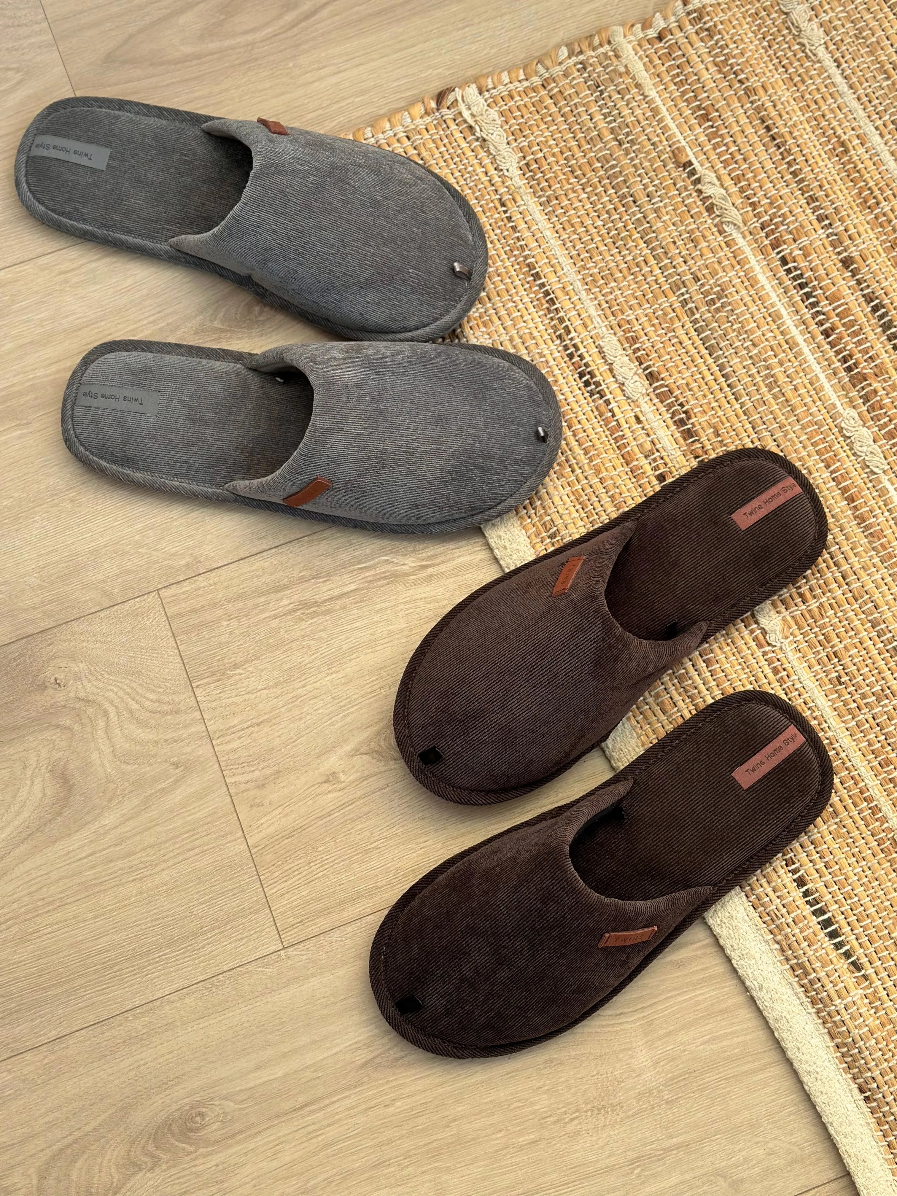 Men’s House Slippers HS-OZ, Velveteen Gray