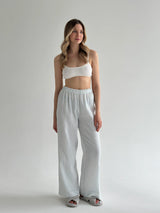Mono muslin striped pants gray