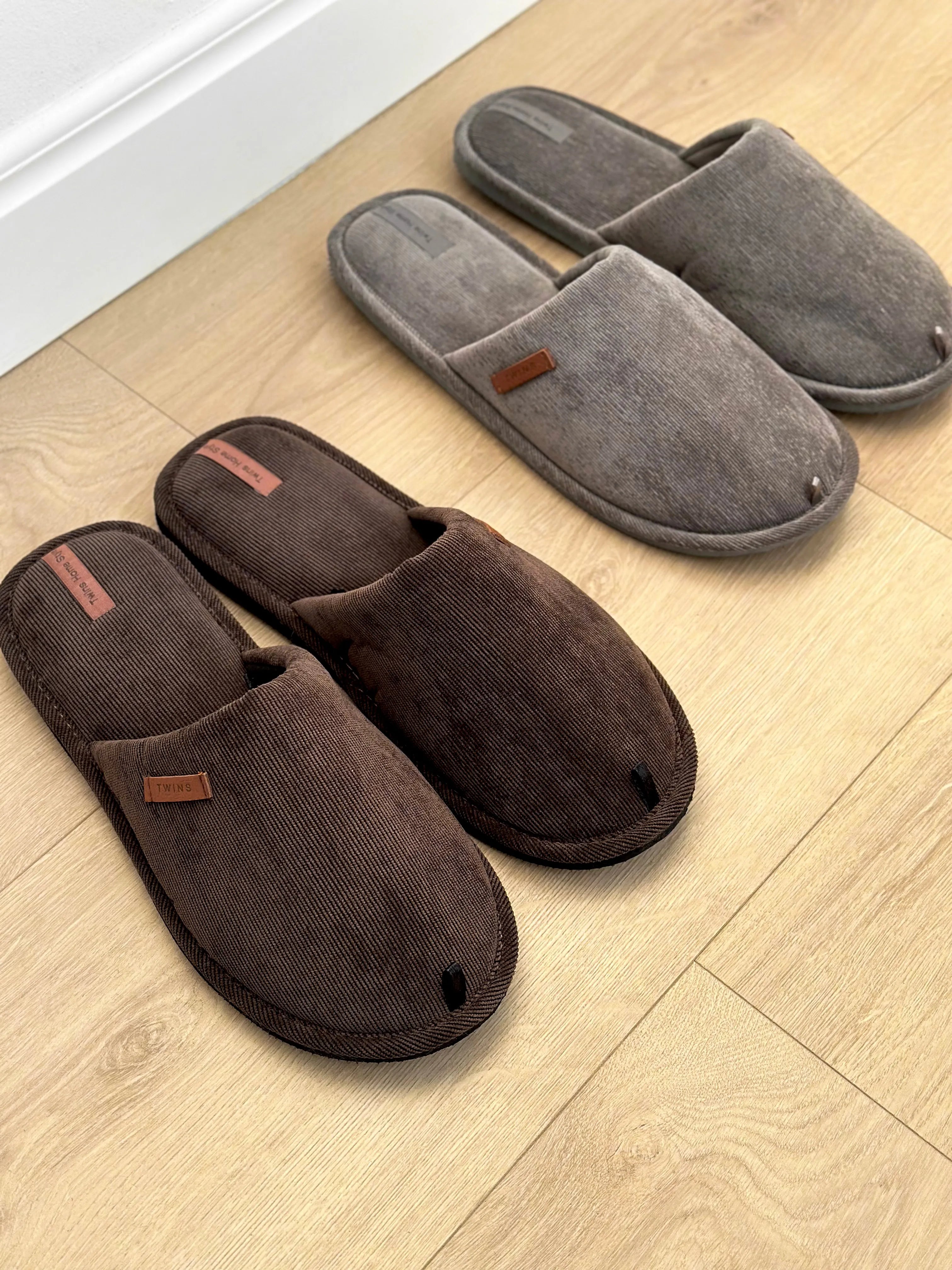 Men’s House Slippers HS-OZ, Velveteen Gray