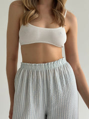 Mono muslin striped pants gray