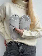 Women's slippers HS-VL velour GRAY