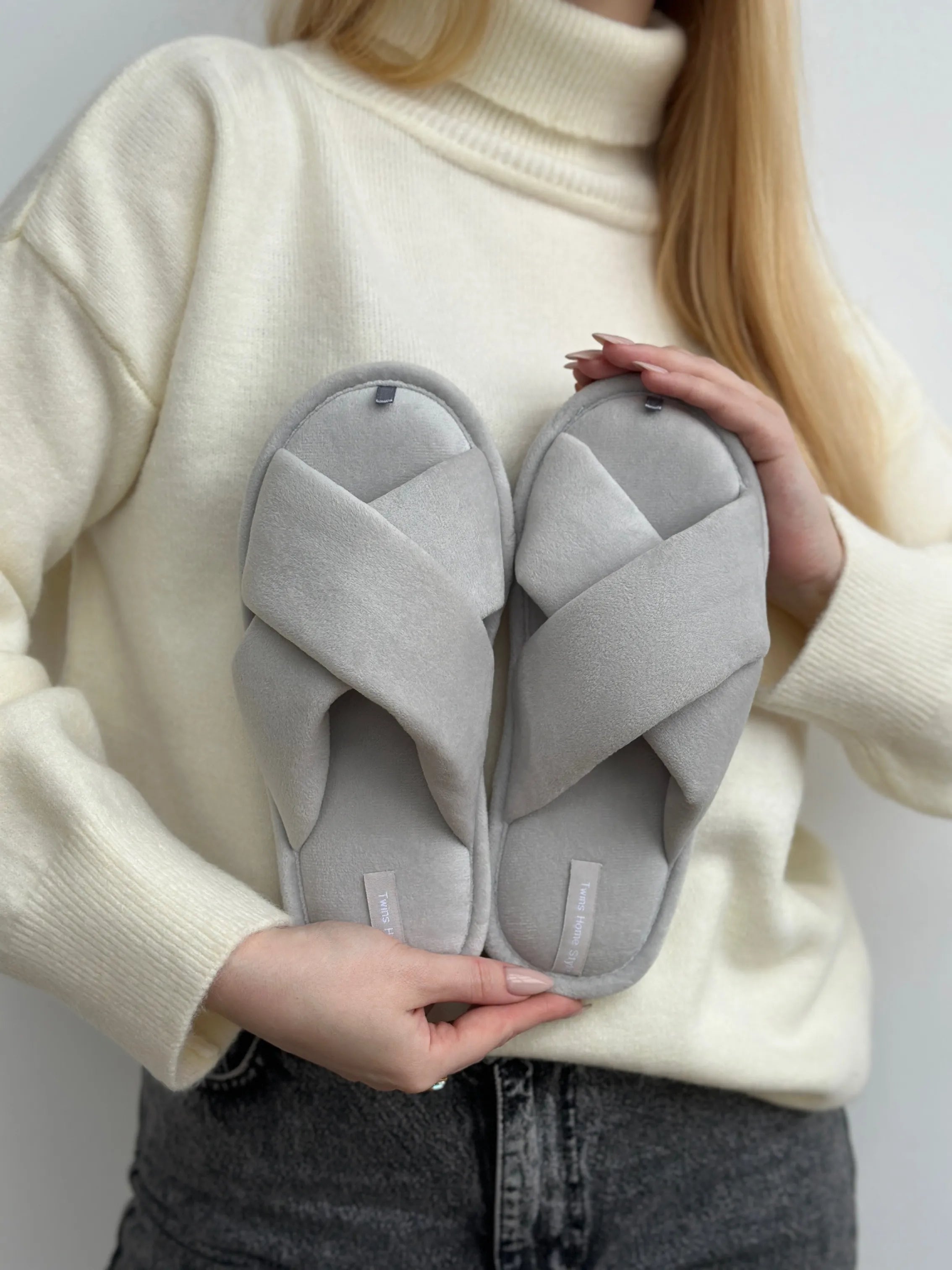 Women's slippers HS-VL velour GRAY