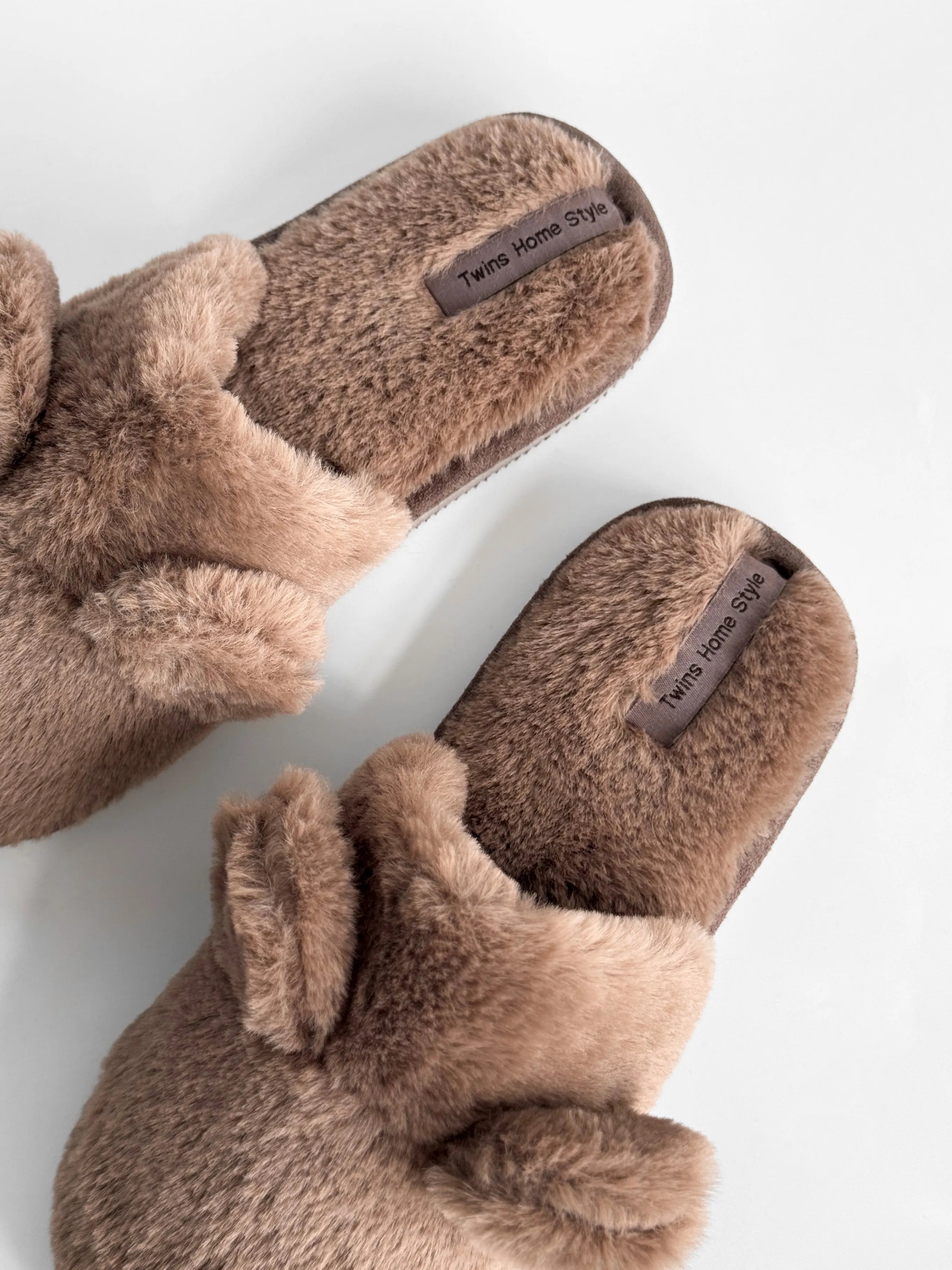 Children's fur slippers HS with ears, brown