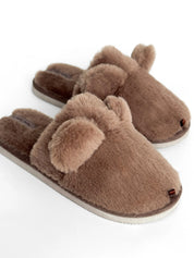 Children's fur slippers HS with ears, brown