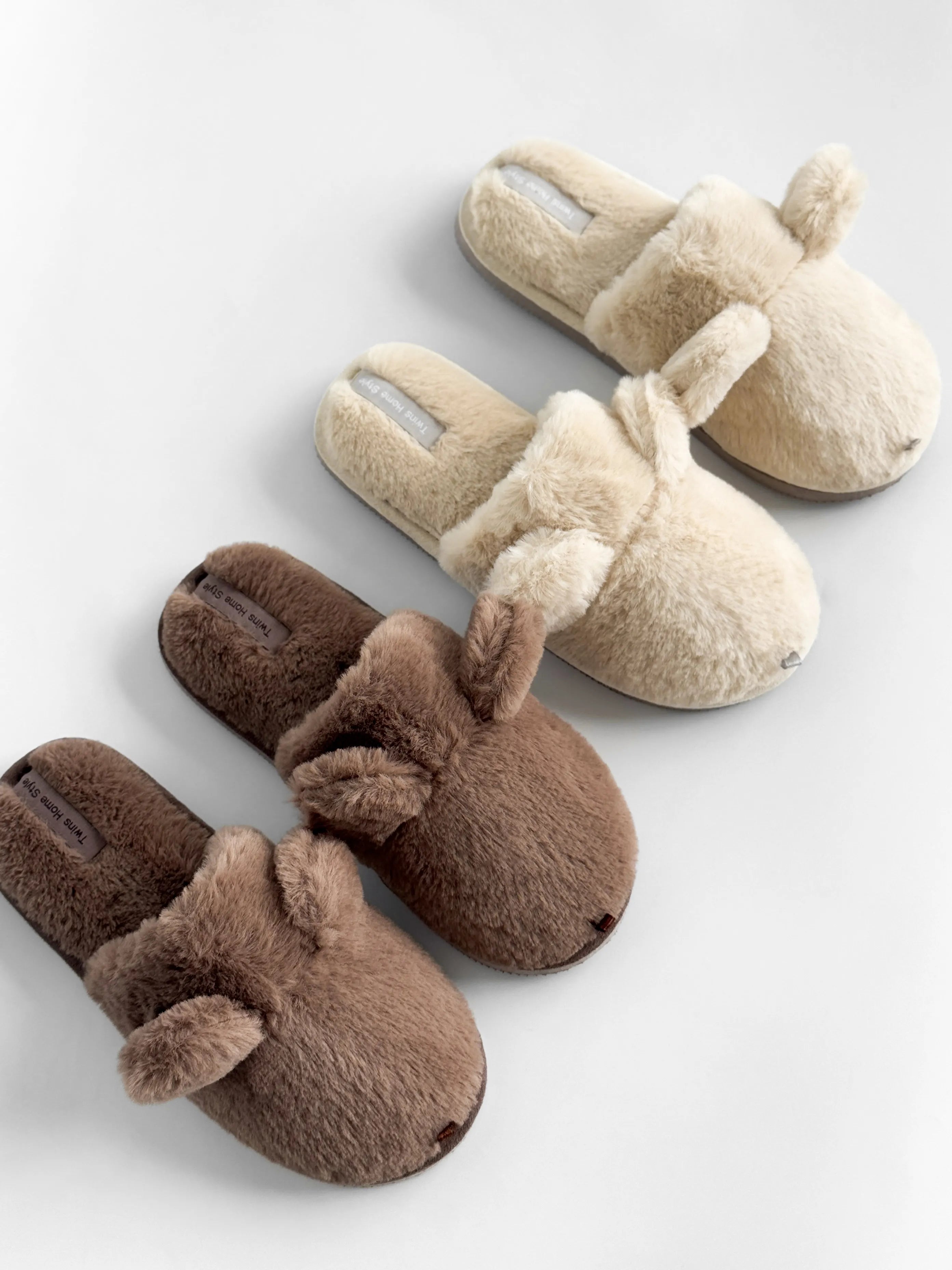 Children's fur slippers HS with ears, brown