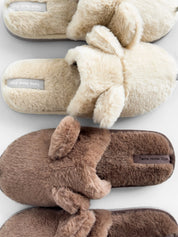 Children's fur slippers HS with ears, brown