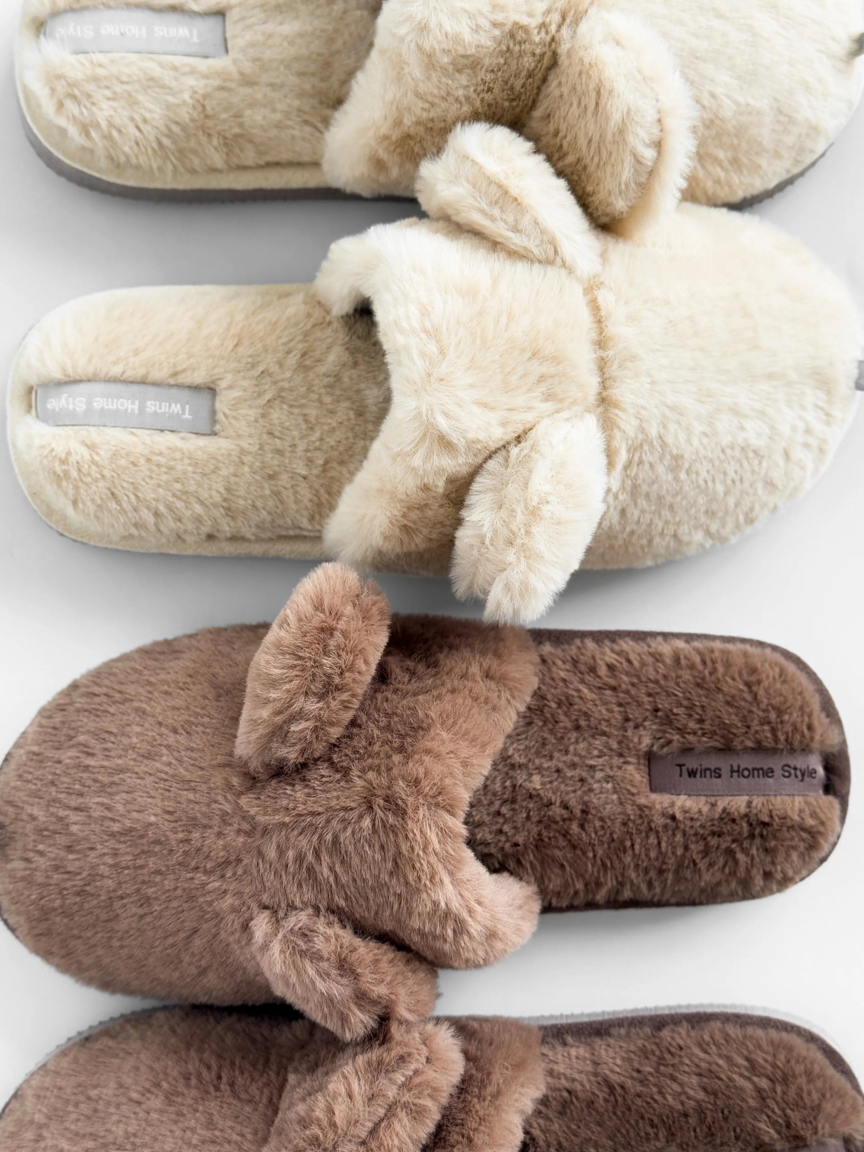 Children's fur slippers HS with ears, brown